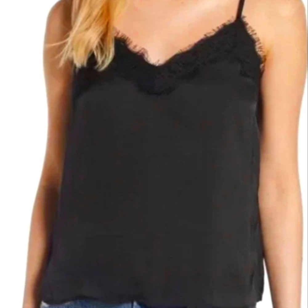 Bp black lacy satin tank top